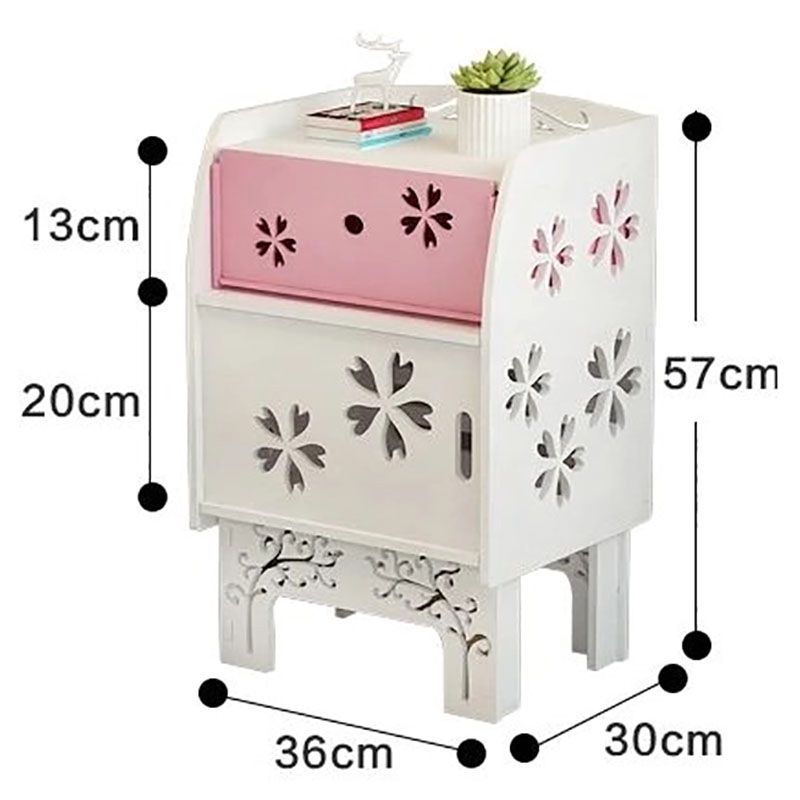 UKR - Bedside Table - Pink/White