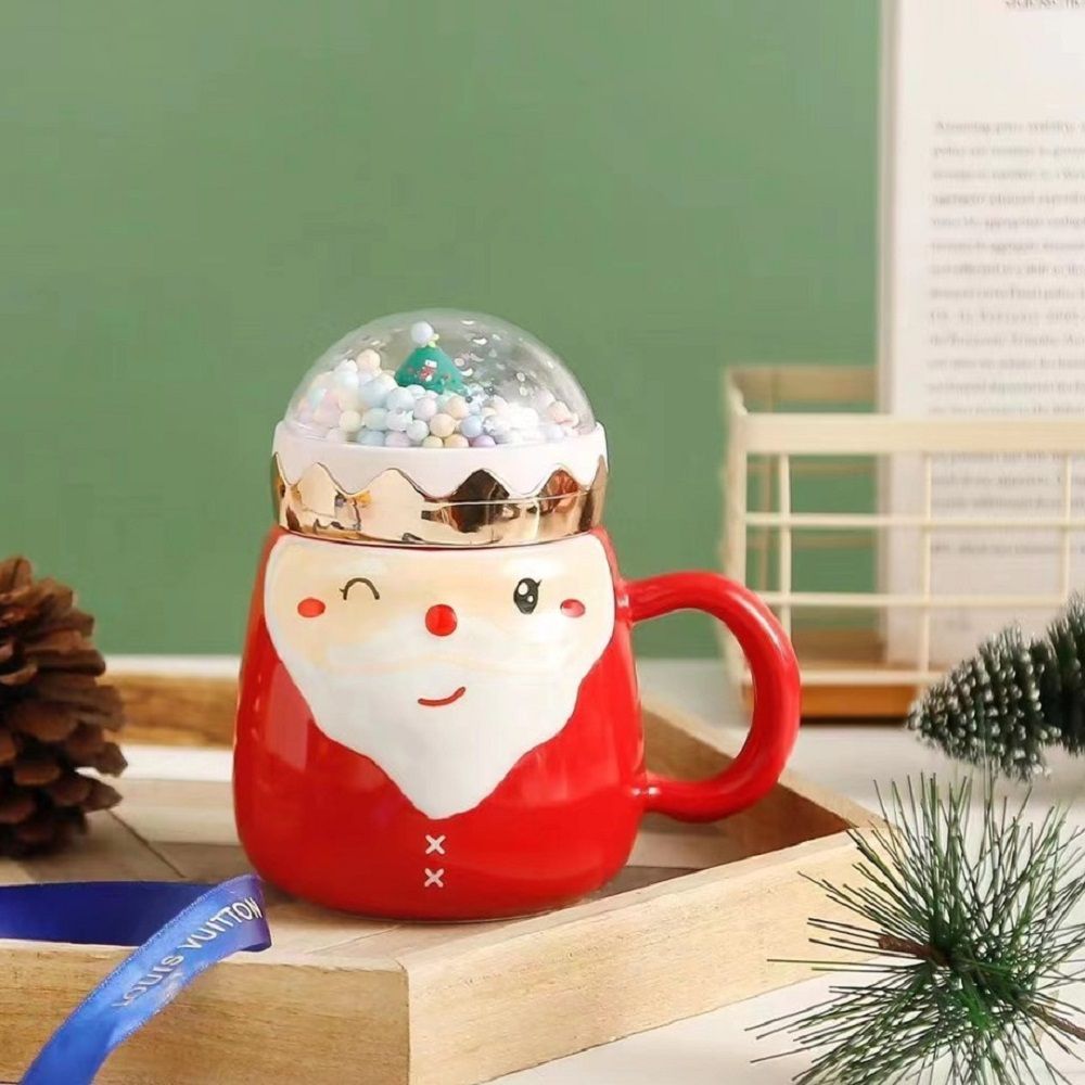 UKR - Santa Mug W/ Snow Globe - Red