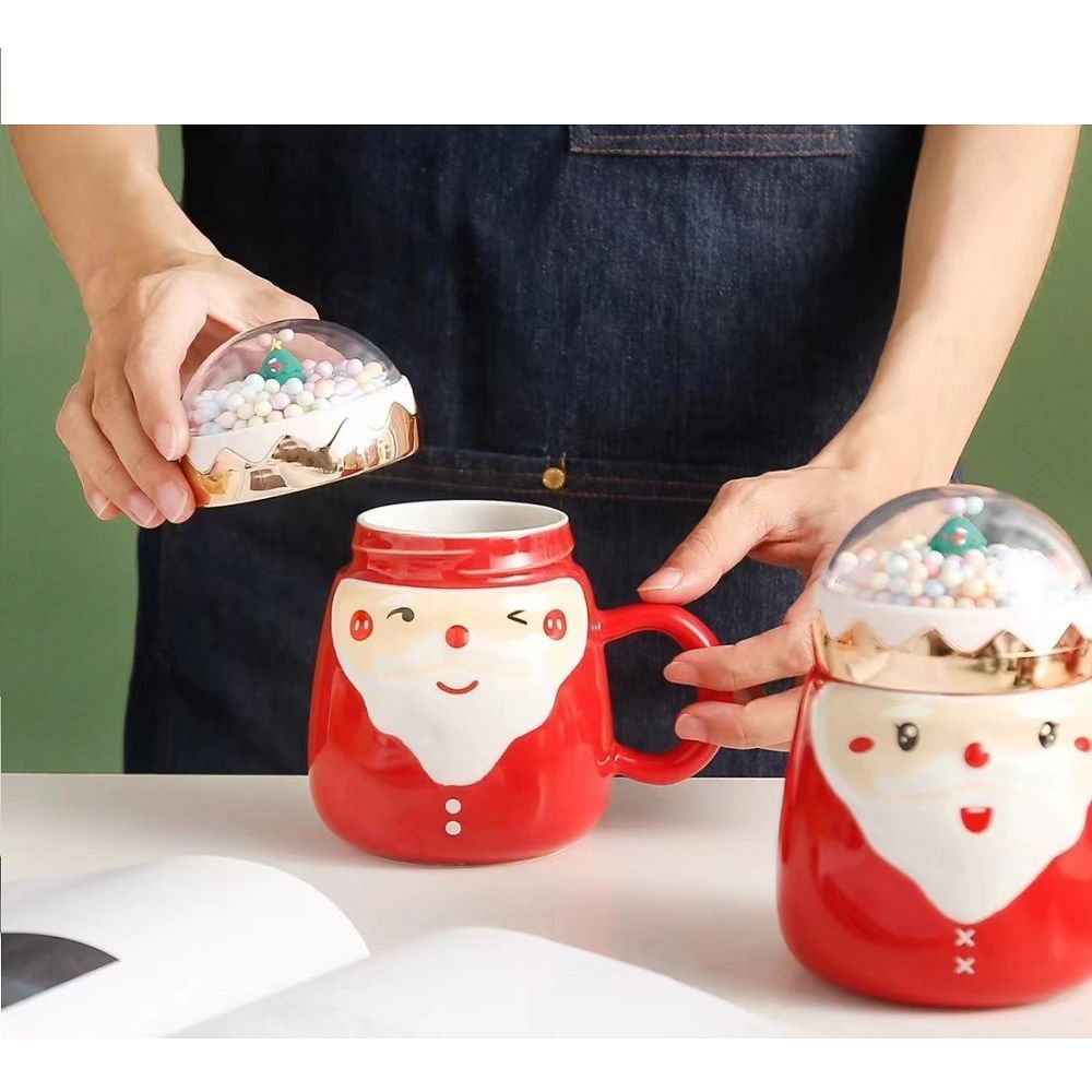 UKR - Santa Mug W/ Snow Globe - Red