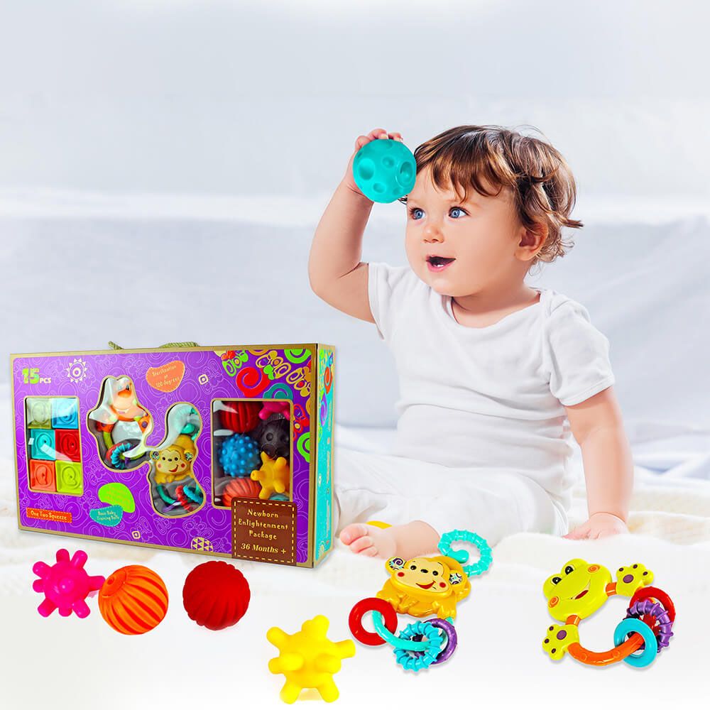 UKR - Soft Rubber Blocks & Baby Rattles Set