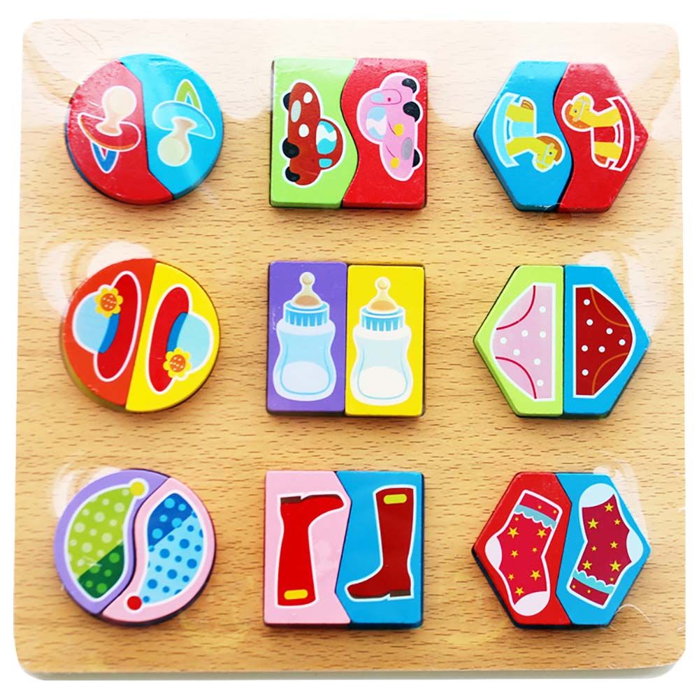 UKR - Wooden Paired Shape Puzzle Baby 9pcs