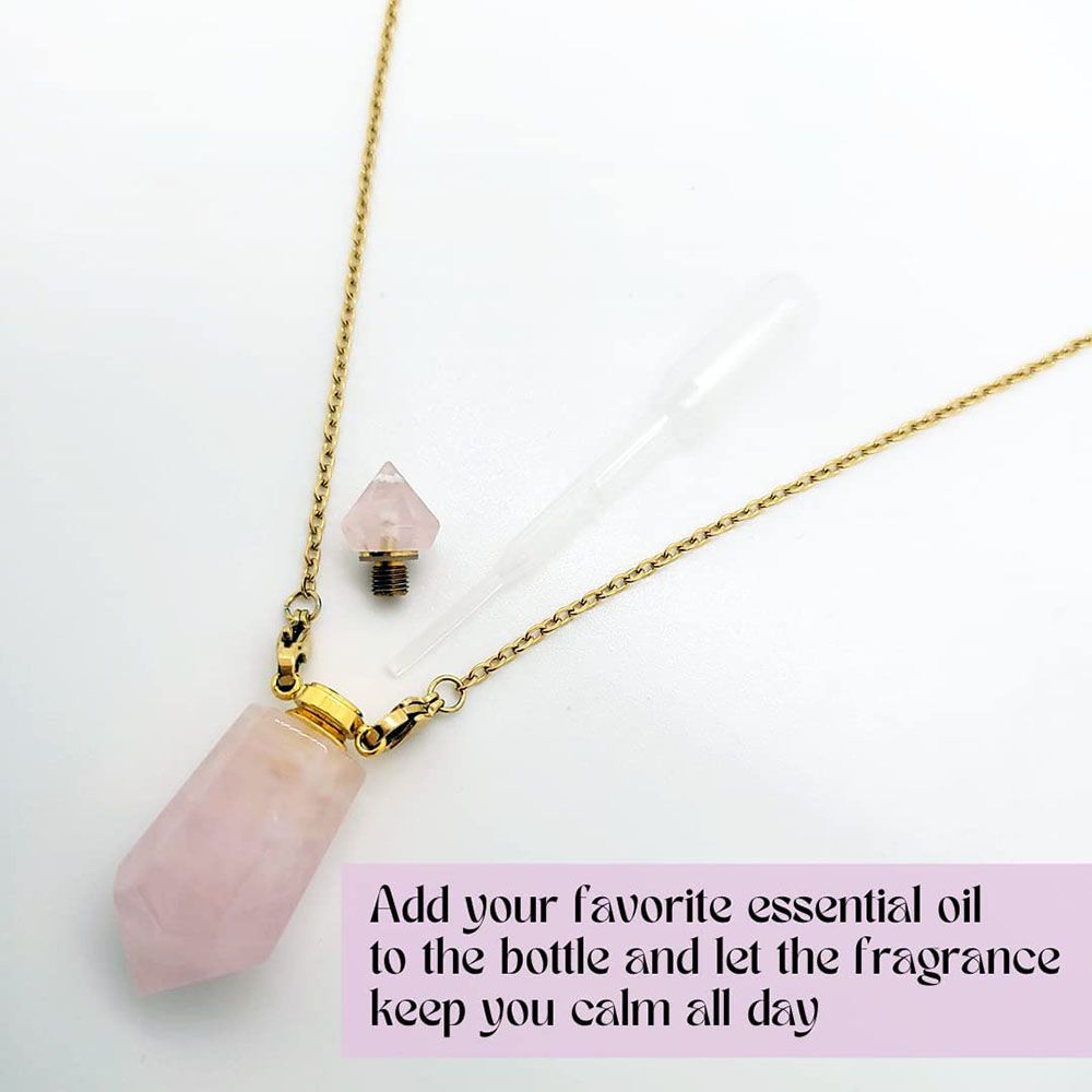 Giada - Genuine Rose Quartz Fragrance Pendant w/ Chain