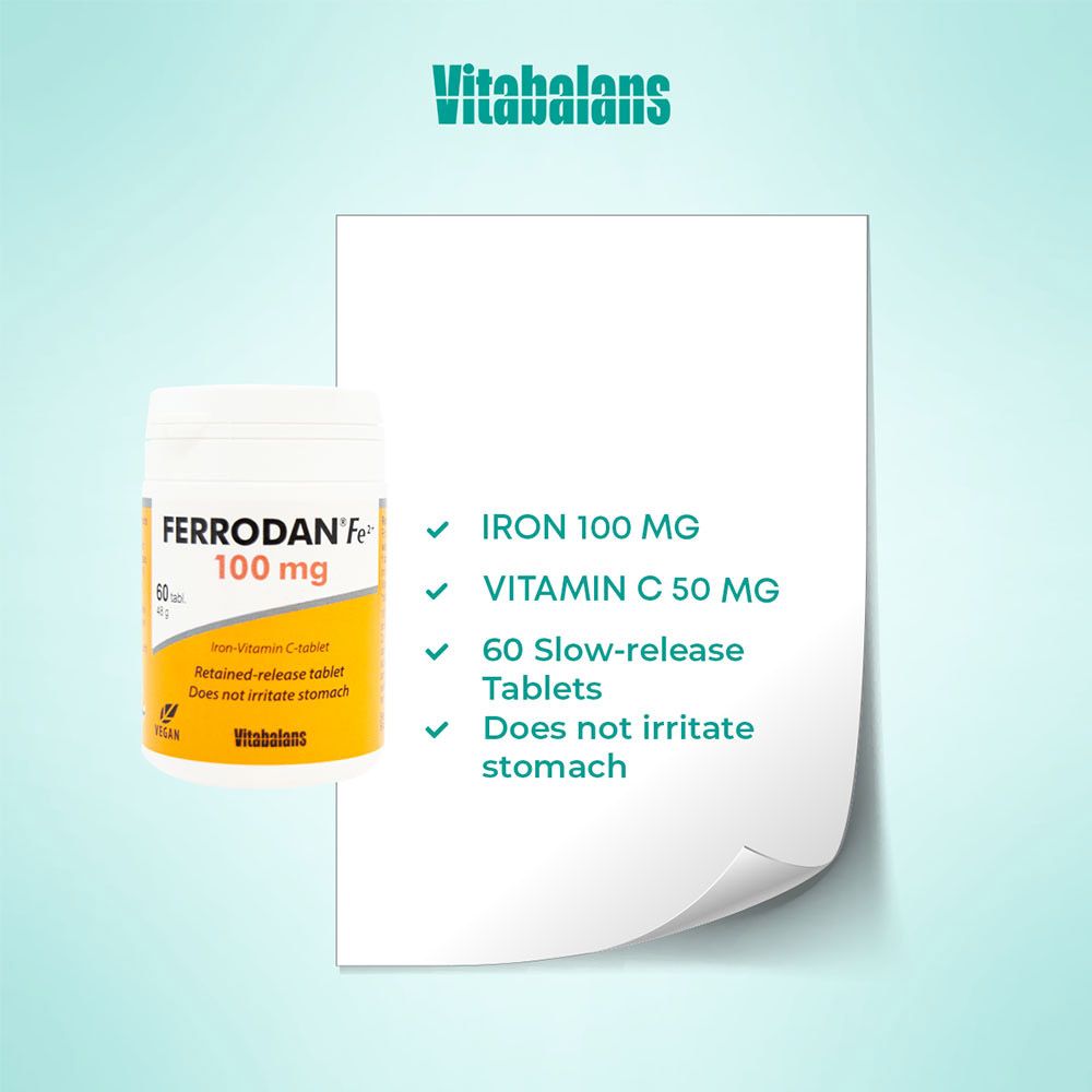 VITABALANS - Ferrodan with Iron and Vitamin C - 60 Tablets