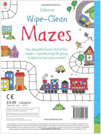 كتب أسبورن-  كتاب "Wipe clean mazes"  