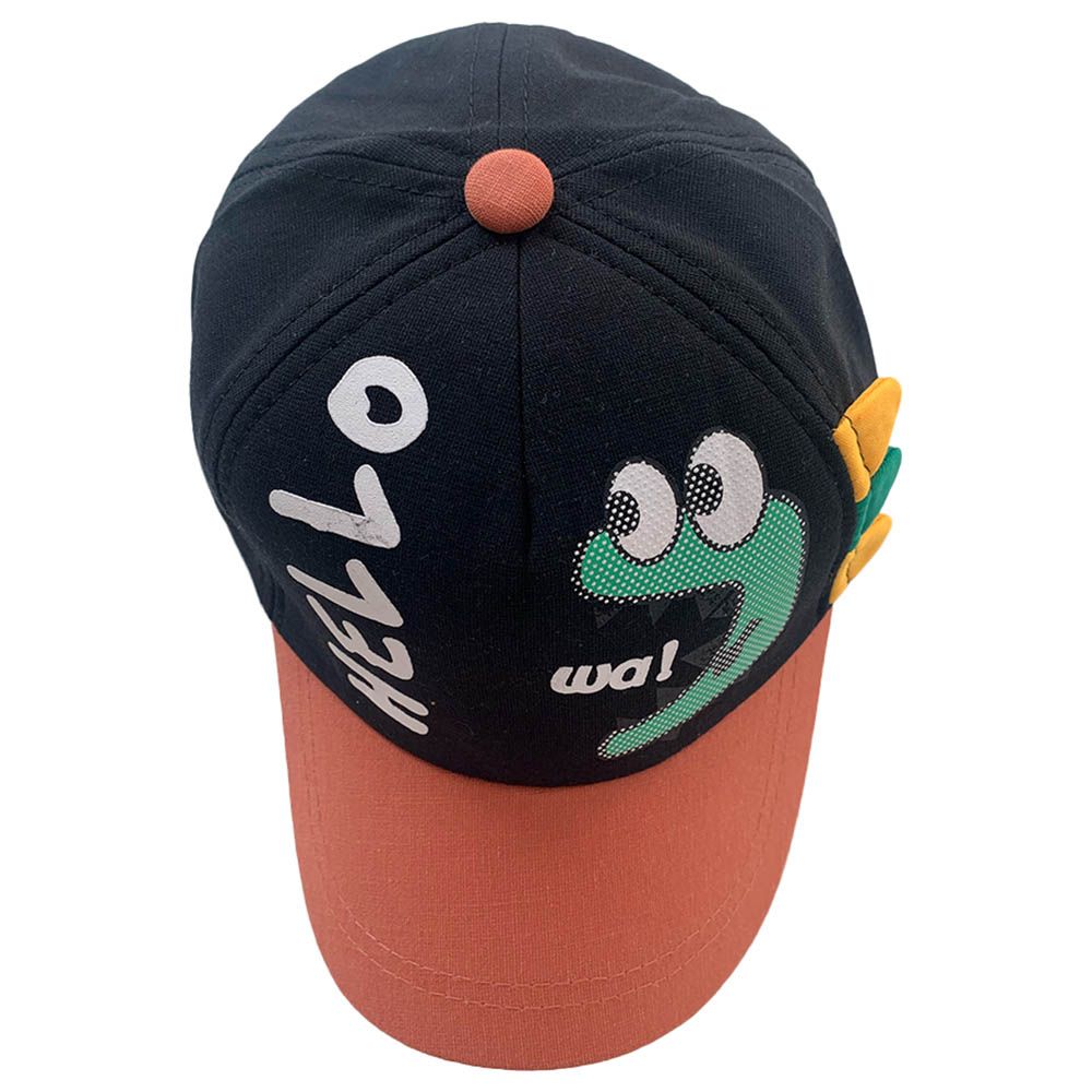 The Girl Cap - Kids Cap - Hello Dinosaur Black