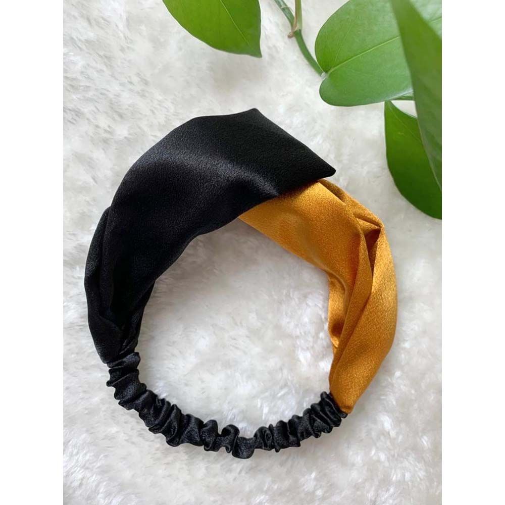 The Girl Cap - Twisted Headband - Black Yellow