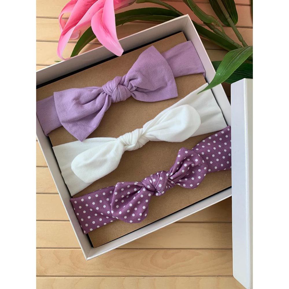 The Girl Cap - Headband Gift 3pc-Set - Purple & White