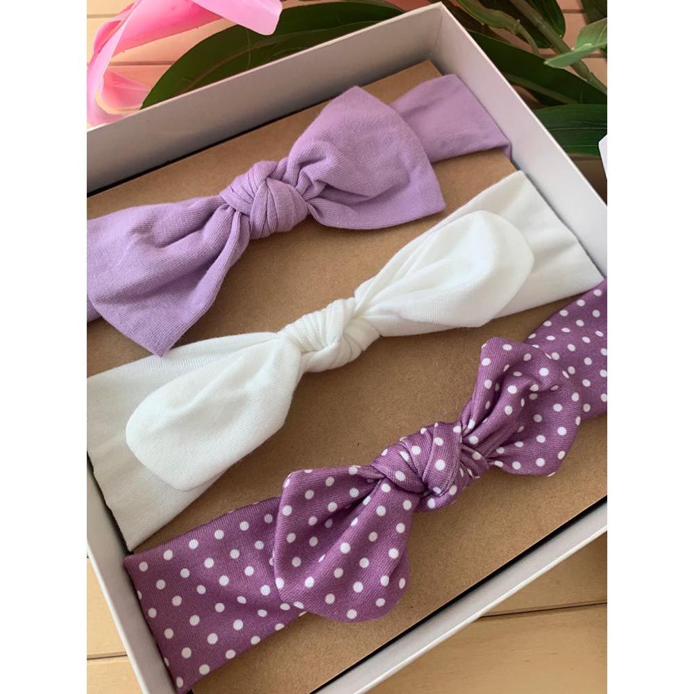 The Girl Cap - Headband Gift 3pc-Set - Purple & White