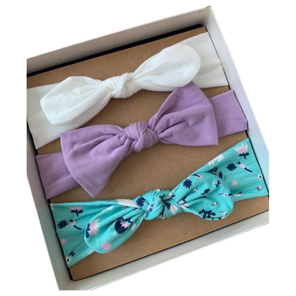 The Girl Cap - Headband Gift 3pc-Set - Blue Green Floral