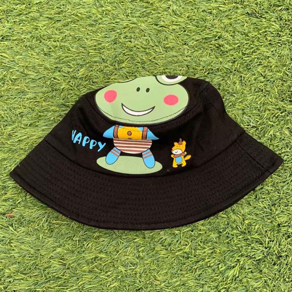 The Girl Cap - Frog Print Kids Hat - Black