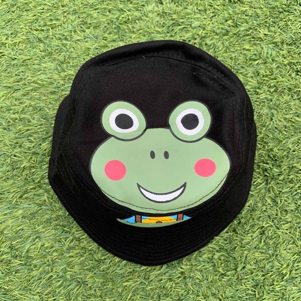 The Girl Cap - Frog Print Kids Hat - Black