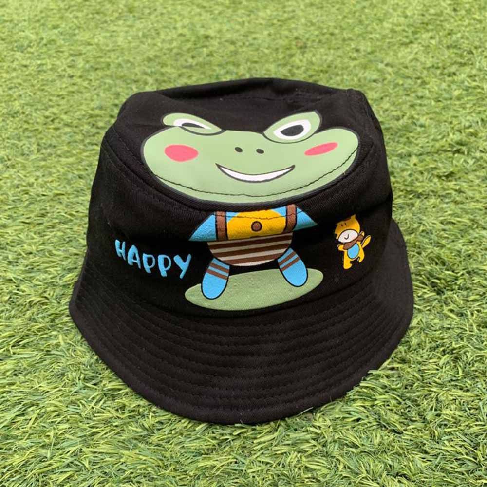 The Girl Cap - Frog Print Kids Hat - Black