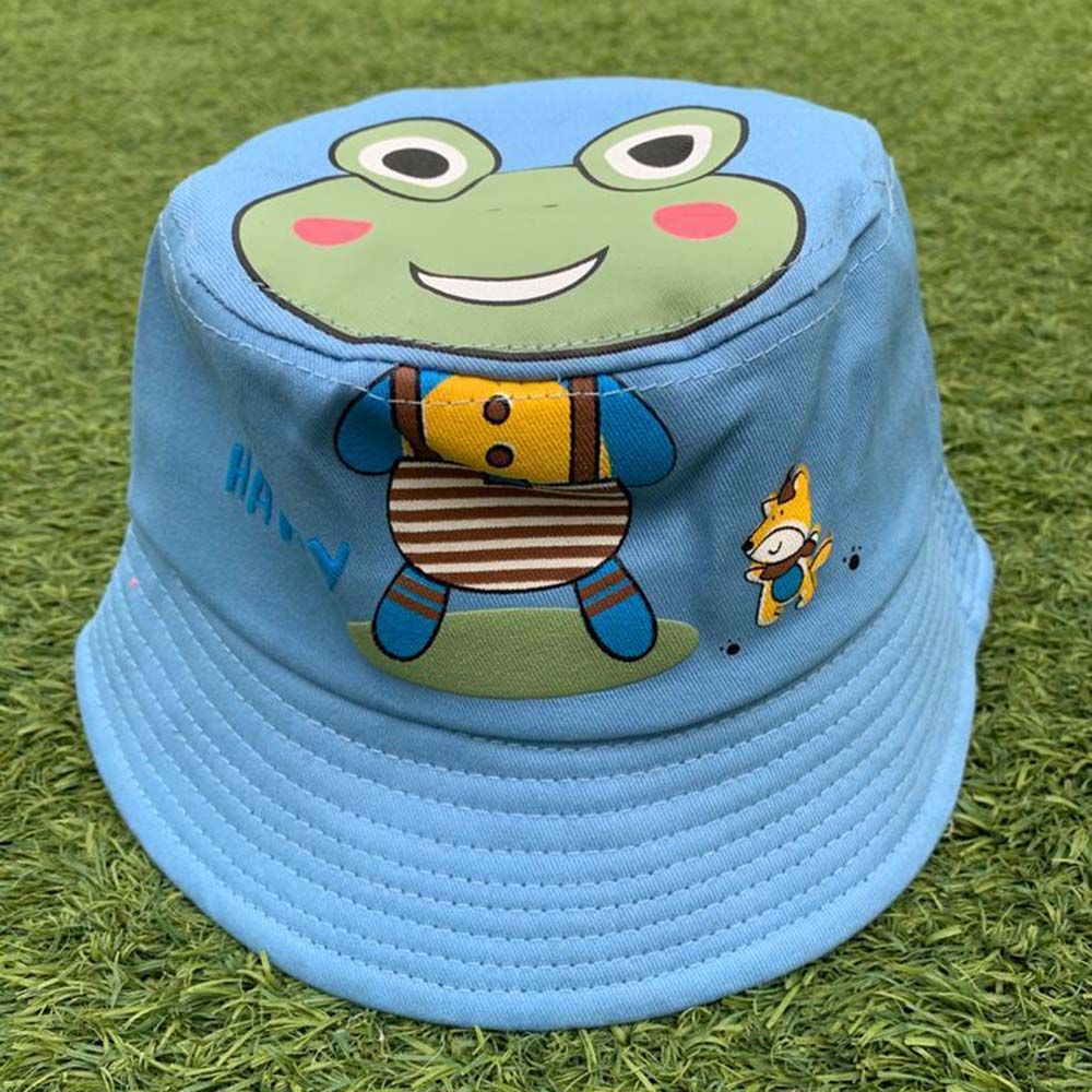 The Girl Cap - Frog Print Kids Hat - Blue