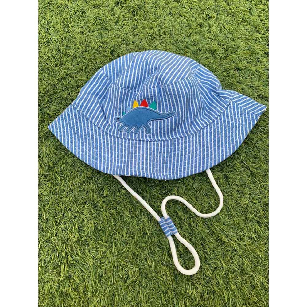 The Girl Cap - Kids Hat - Blue Stripes Dino