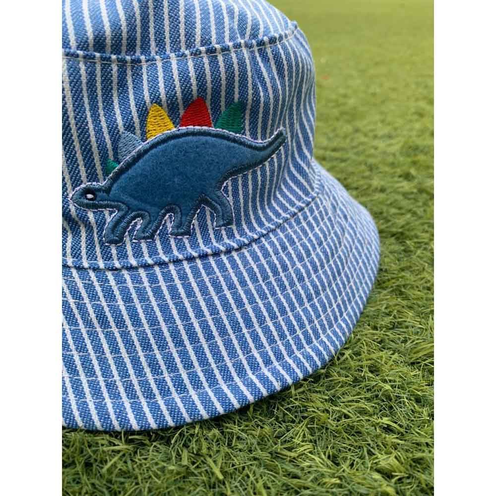 The Girl Cap - Kids Hat - Blue Stripes Dino