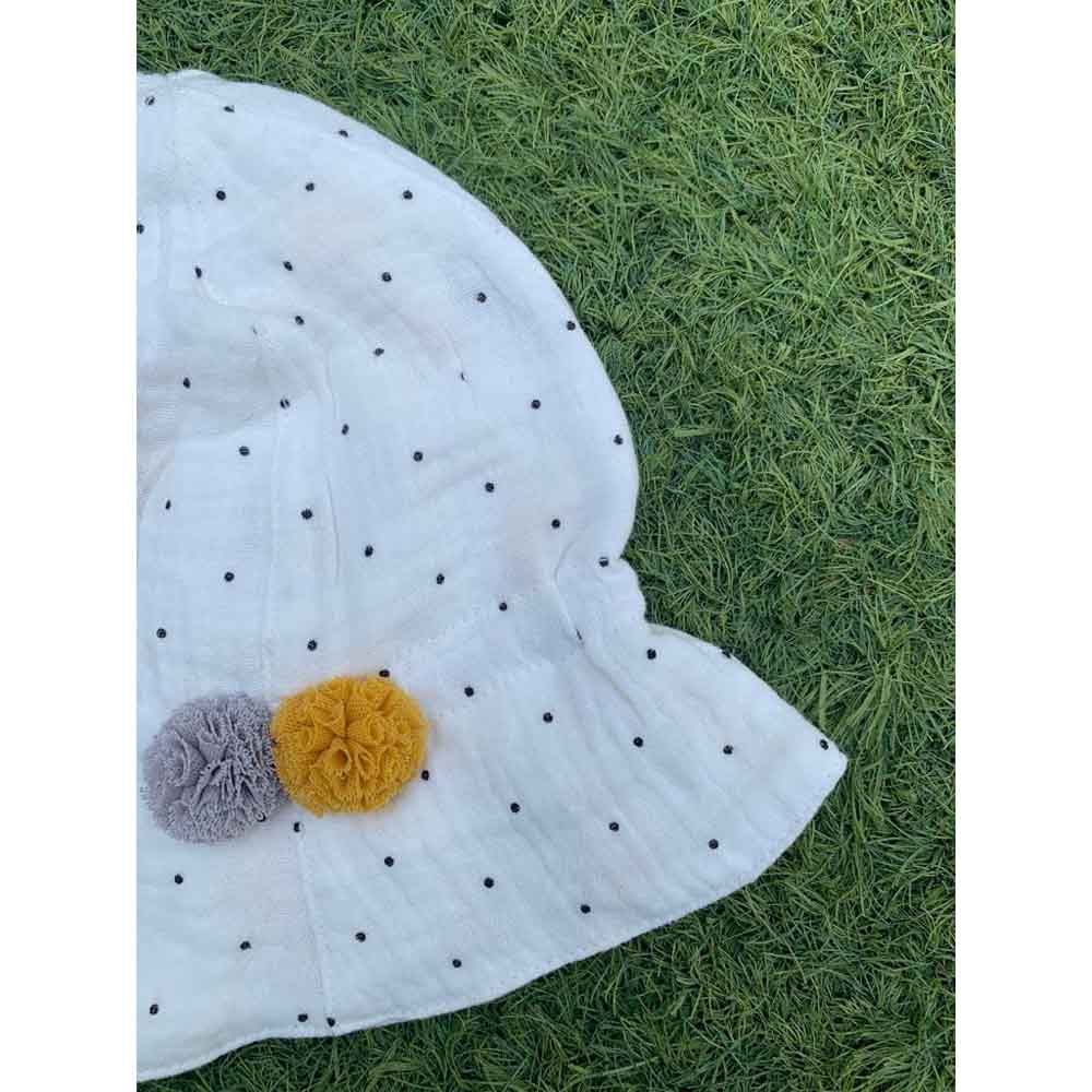 The Girl Cap - Kids Reversible Hat - White Polka