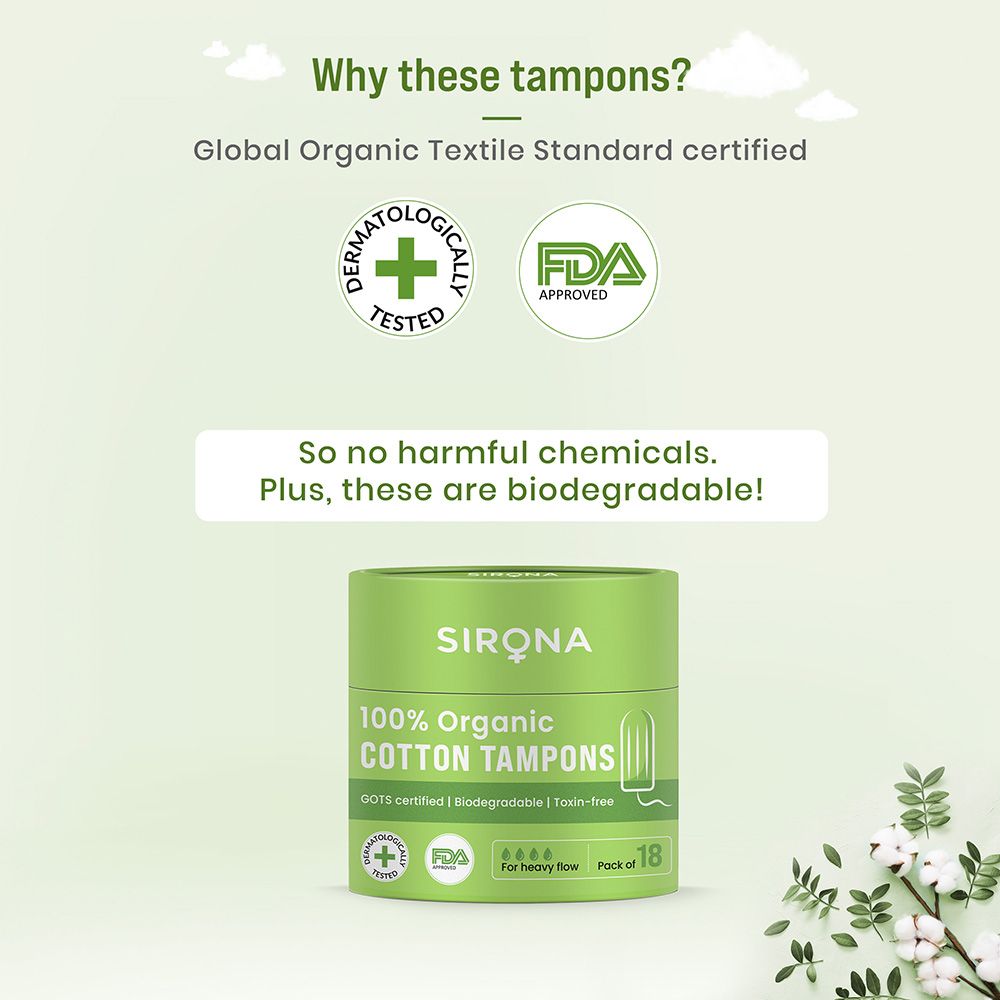 Sirona - Heavy Flow Organic Tampons - 18 Pcs