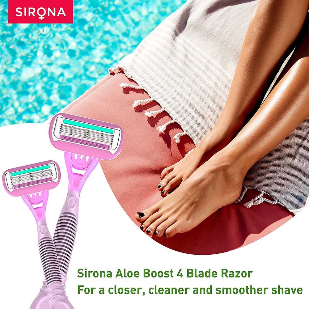 Sirona - 4 Blade Reusable Razor For Women - Pack of 3