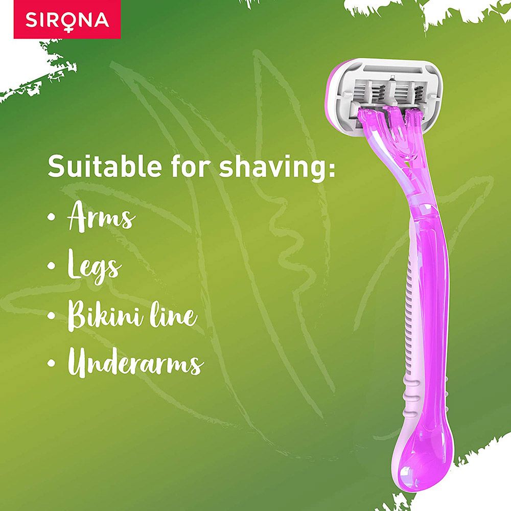 Sirona - 4 Blade Reusable Razor For Women - Pack of 3