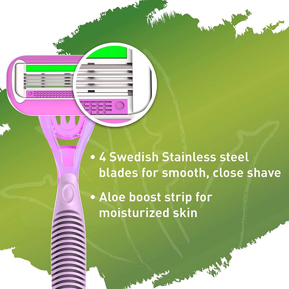 Sirona - 4 Blade Reusable Razor For Women - Pack of 3