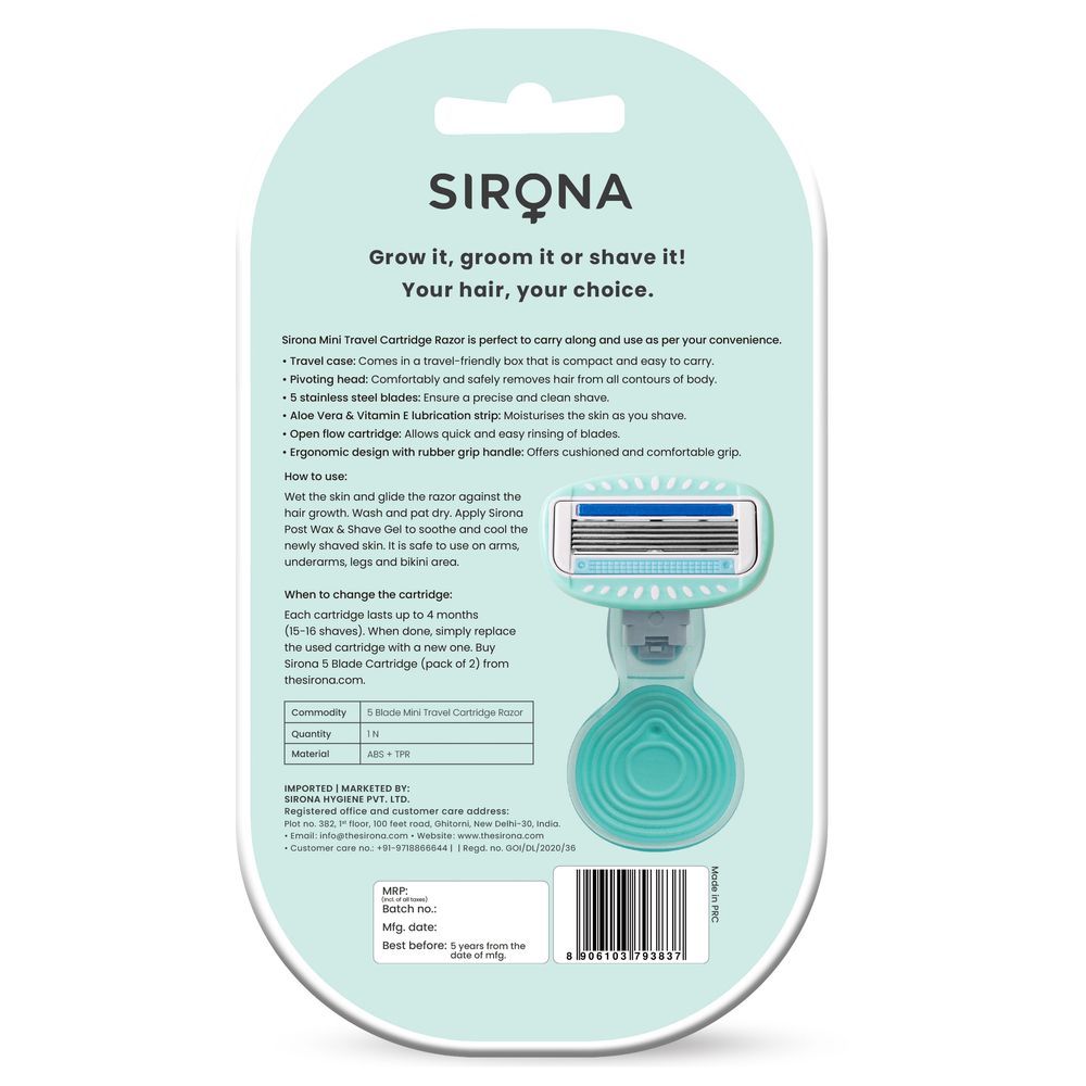 Sirona - 5 Blade Mini Travel Cartridge Hair Removal Razor