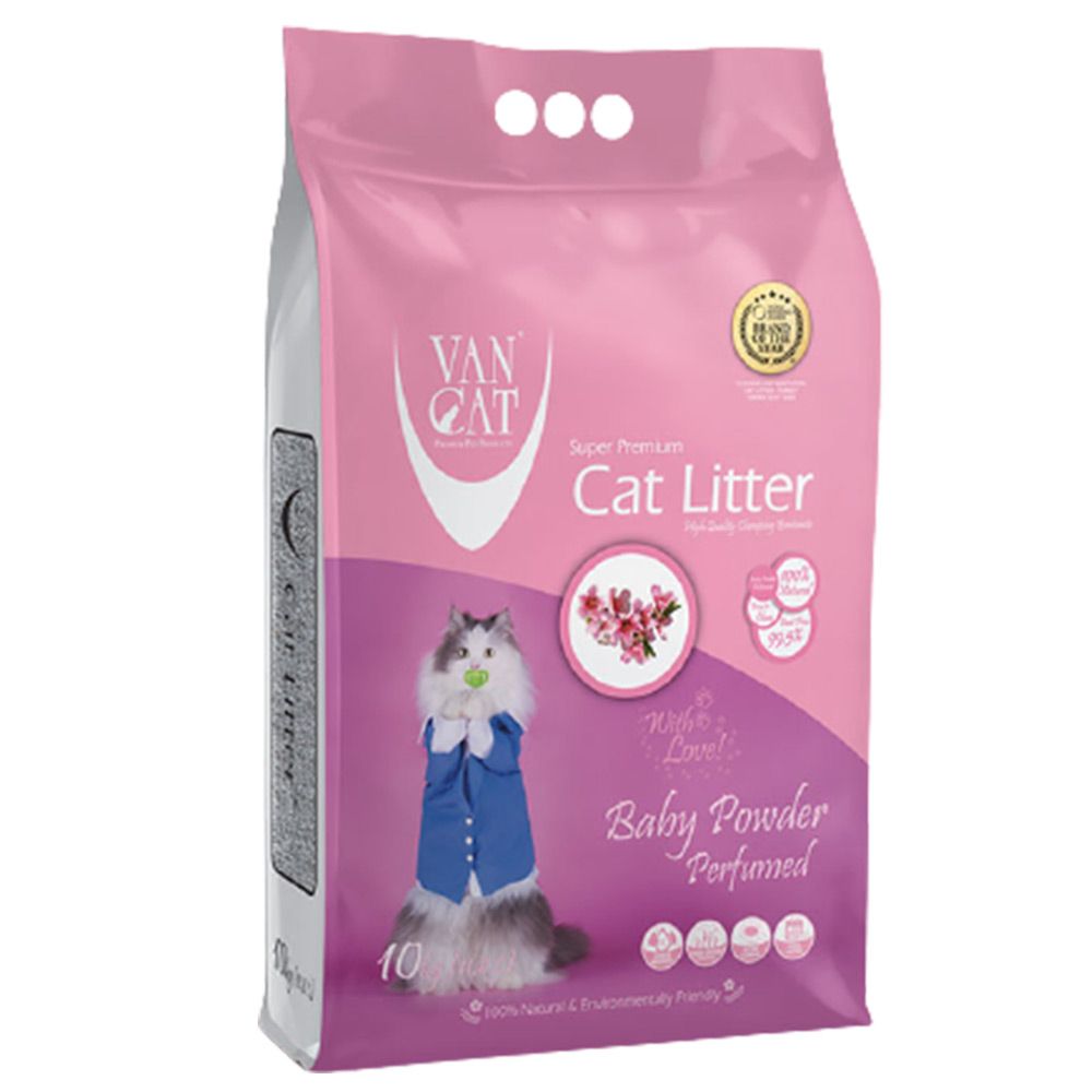 Van Cat White Clumping Bentonite Cat Litter 10kg Baby Powder