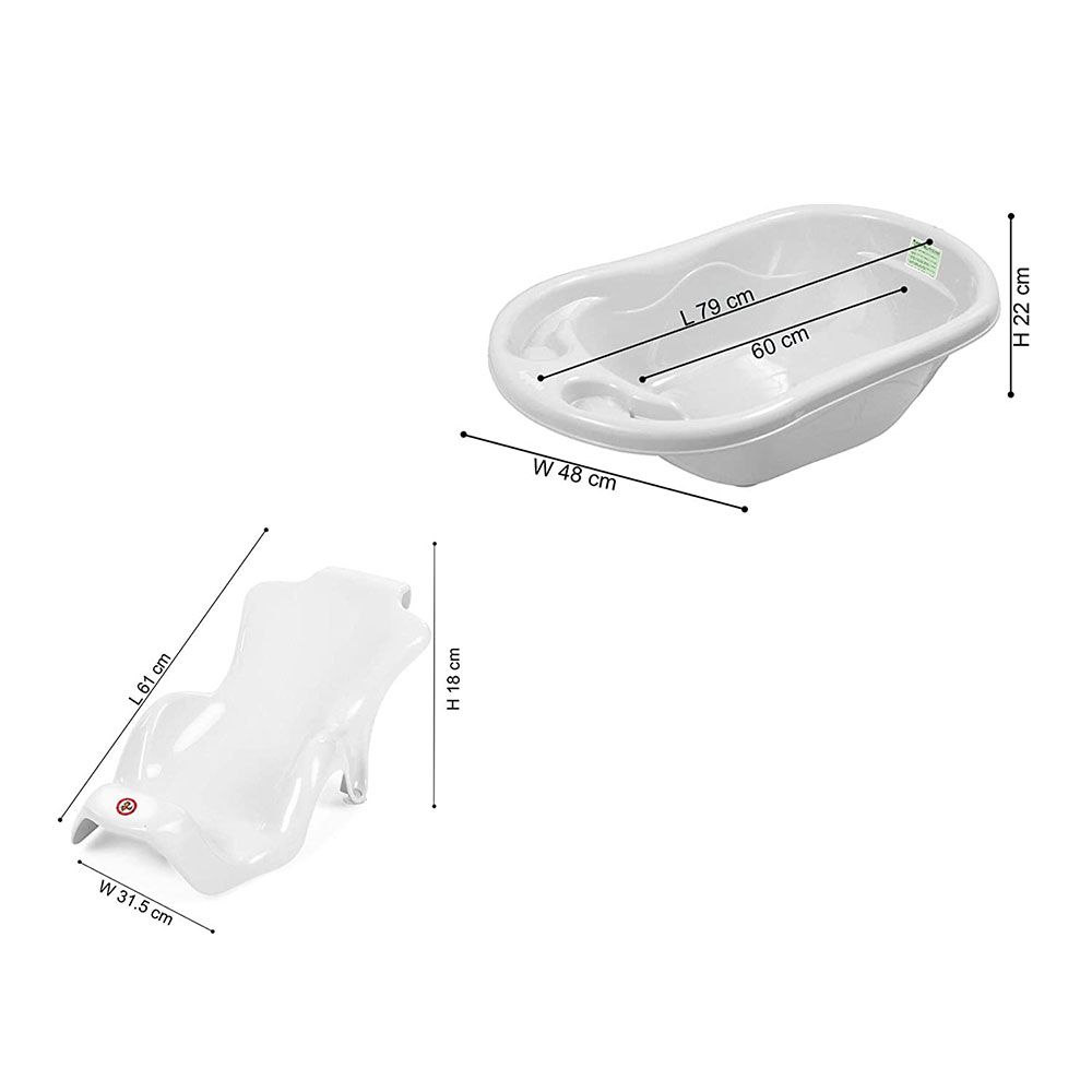 SunBaby - Plastic Bathtub w/ Bath Seat Sling - White