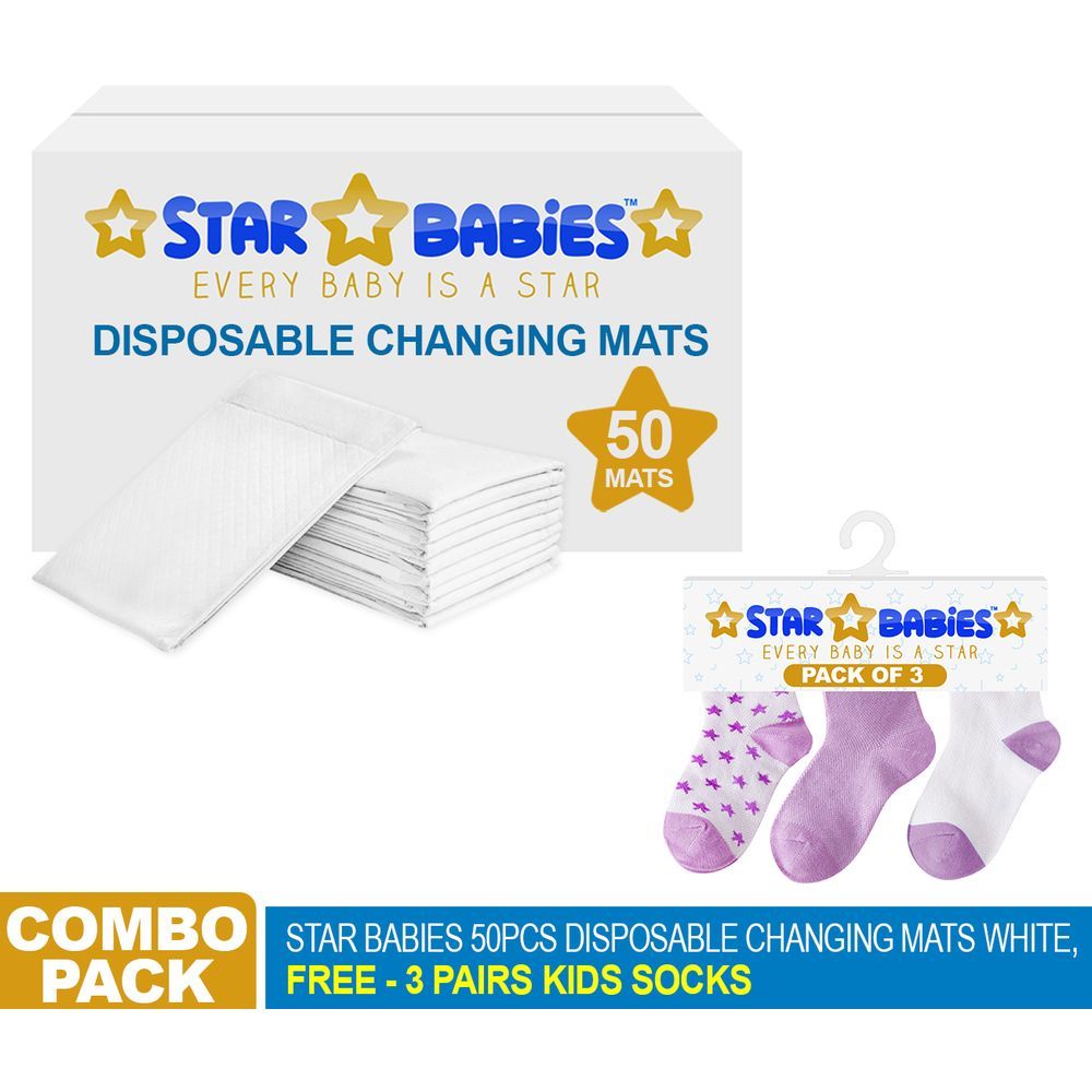 Star Babies - Changing Mats 50pcs White & 3pairs Socks