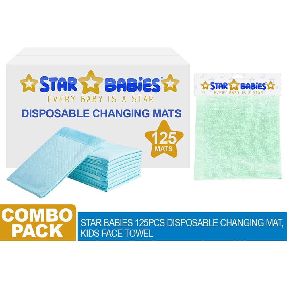 Star Babies - Changing Mats 125pcs + Kids Towel - White