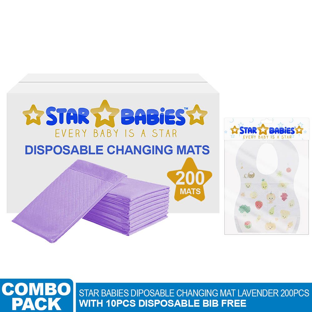 Star Babies - 200pcs Disposable Changing Mat + 10pcs Bibs