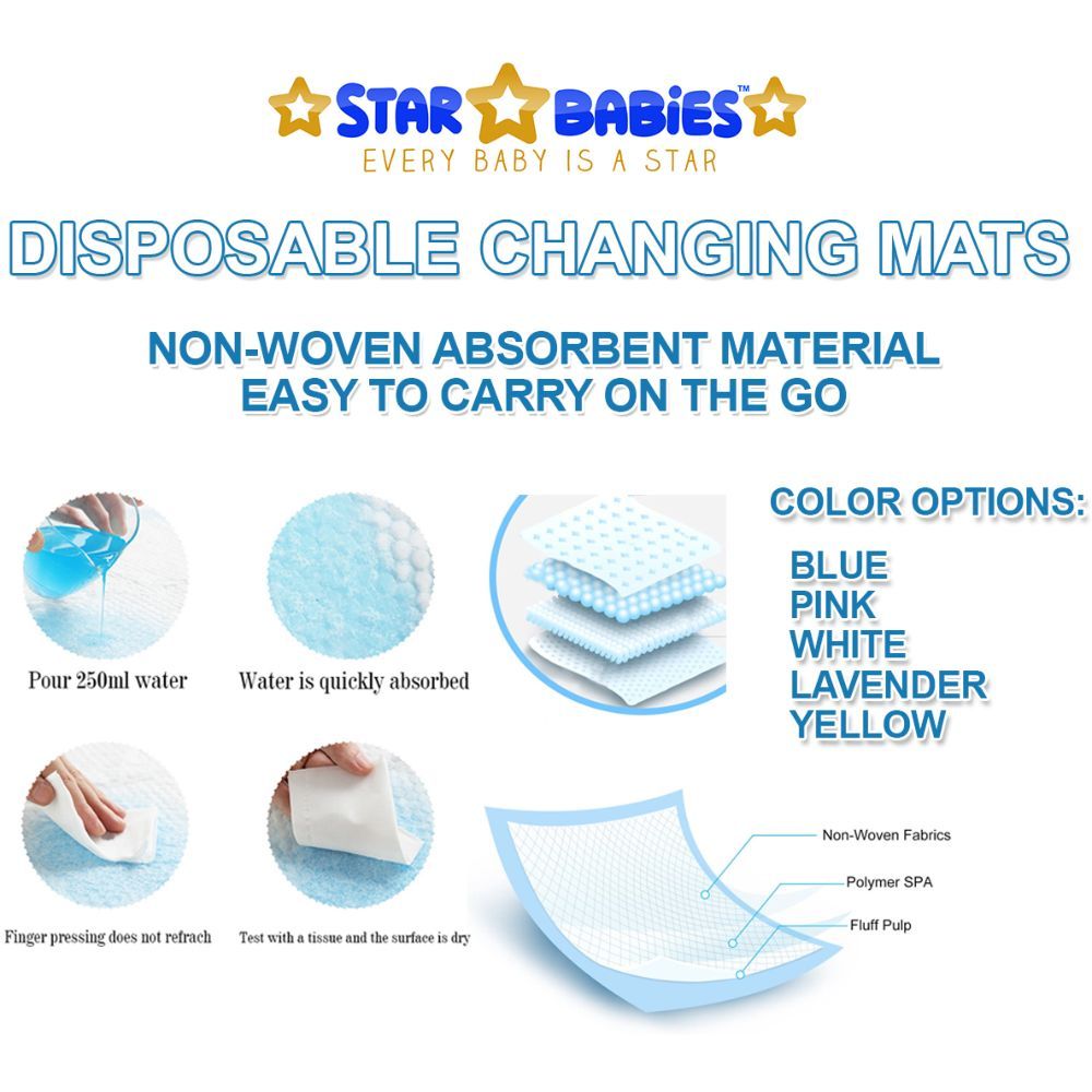 Star Babies - Changing Mats 36pcs, Bibs 30pcs and Scented Bag 10pcs W/ Refill - White