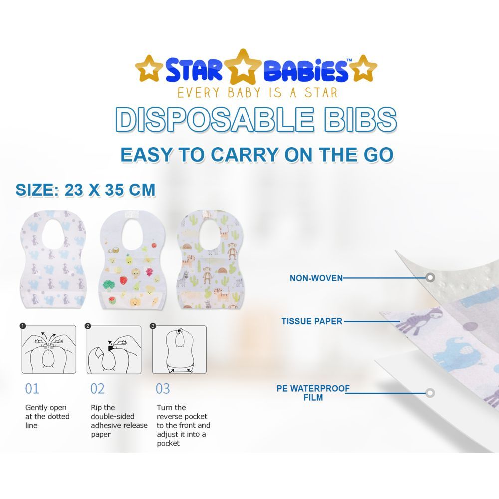 Star Babies - Changing Mats 36pcs, Bibs 30pcs and Scented Bag 10pcs W/ Refill - White