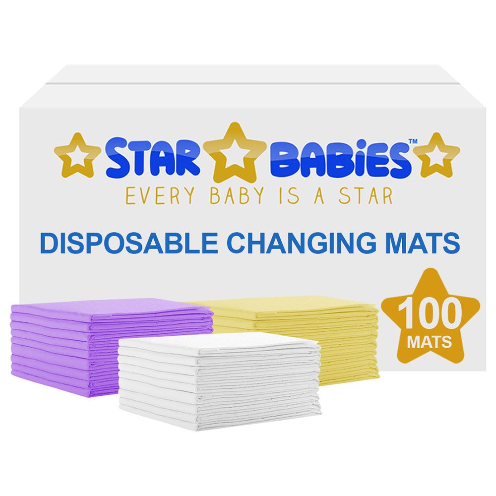 Star Babies Disposable Changing 100 Mats - White & Lavender