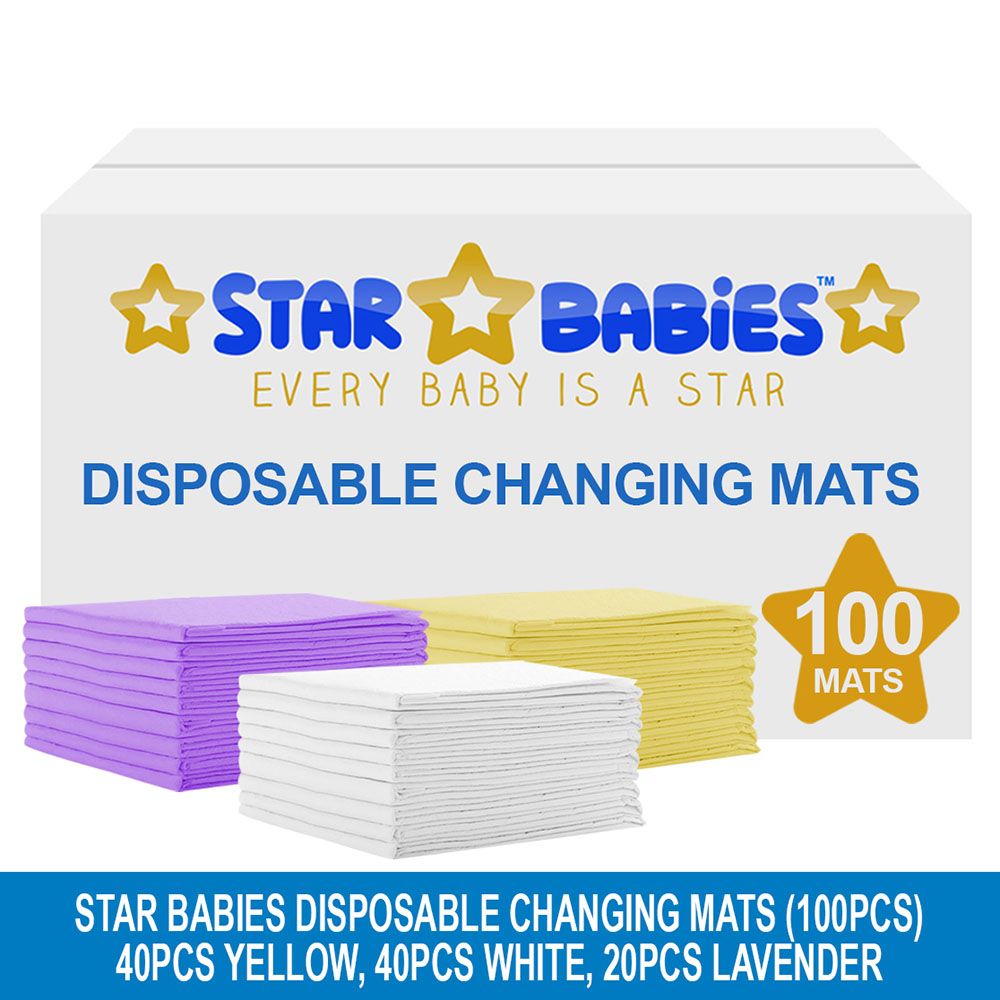 Star Babies Disposable Changing 100 Mats - White & Lavender