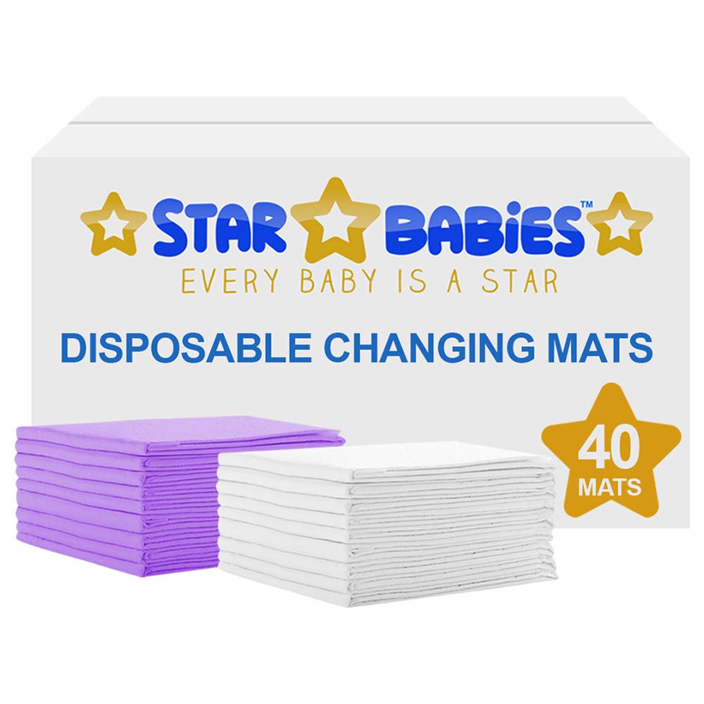 Star Babies Disposable Changing 40 Mat - White & Lavender