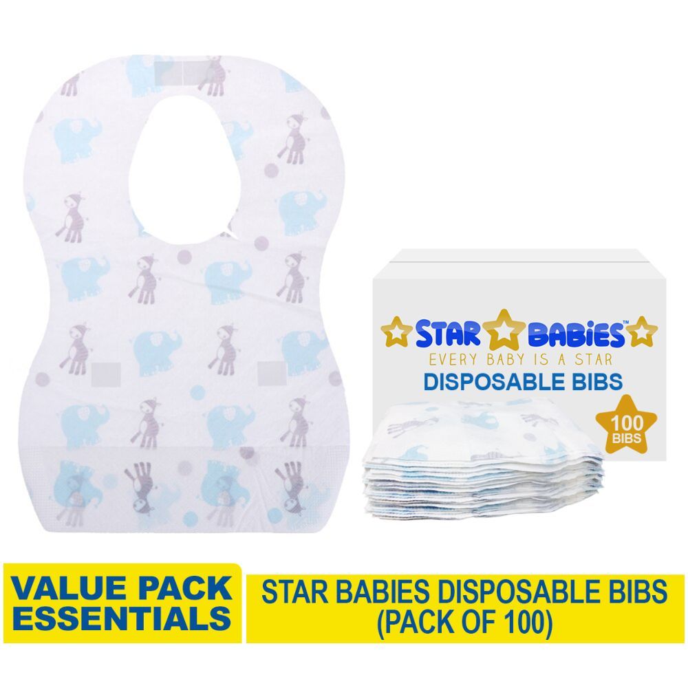 Star Babies - Elephant Printed Disposable Bibs Pack of 100