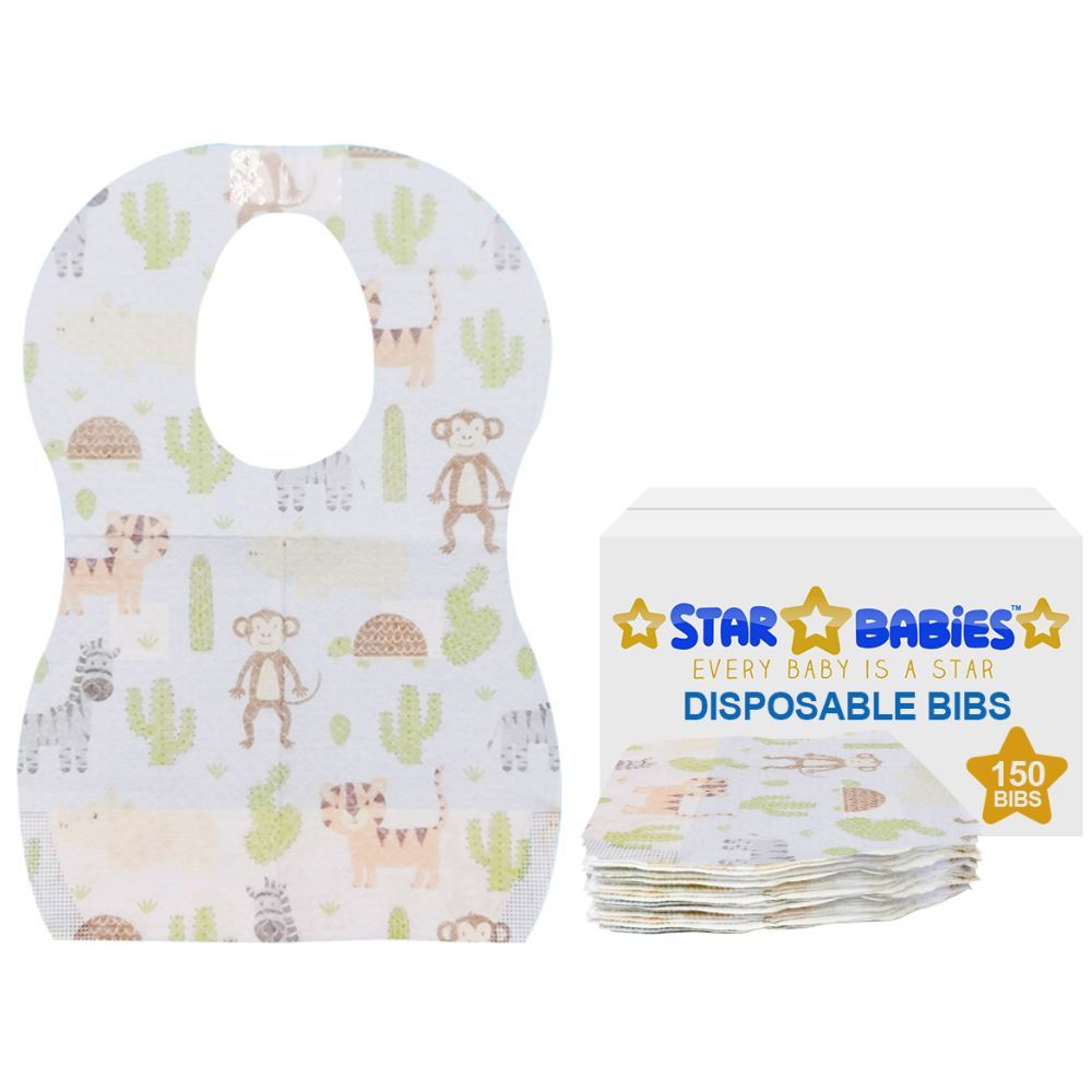 Star Babies - Animals Printed Disposable Bibs Pack of 150