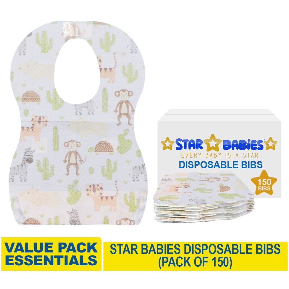 Star Babies - Animals Printed Disposable Bibs Pack of 150