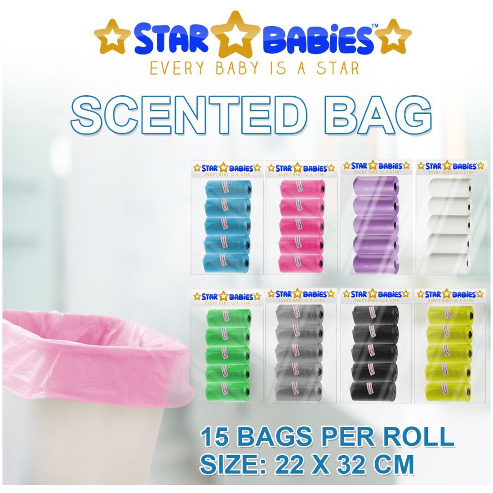 Star Babies - Scented Bag Roll - Pack of 50/750 Bags w/ 2 Dispenser - Pink