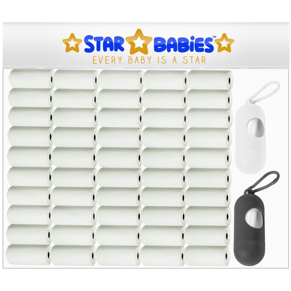 Star Babies - Scented Bag Roll - Pack of 50/750 Bags w/ 2 Dispenser - White