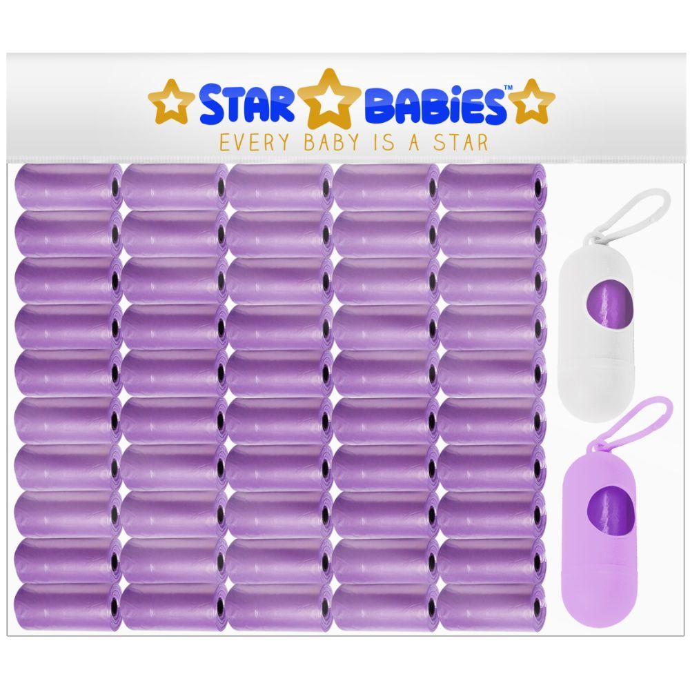 Star Babies - Scented Bag Roll - Pack of 50/750 Bags w/ 2 Dispenser - Lavender