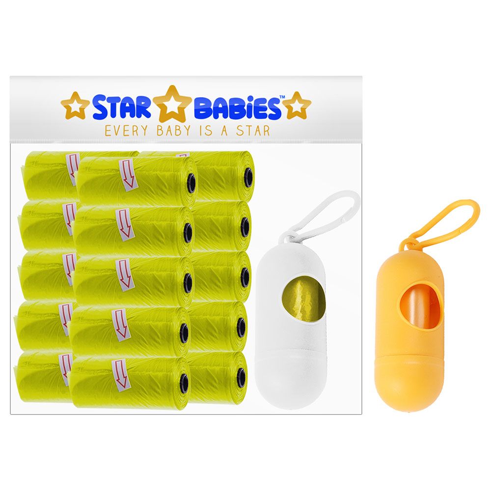 Star Babies Pack of 15/225 Bags Scented Bag Yellow & Assorted Dispenser