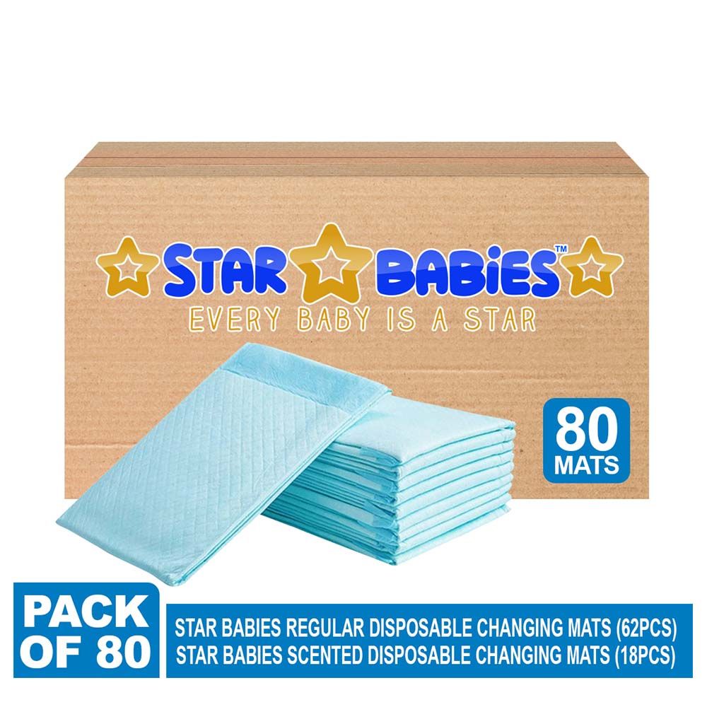 Star Babies - Disposable Changing Mats Pack of 80 - Blue