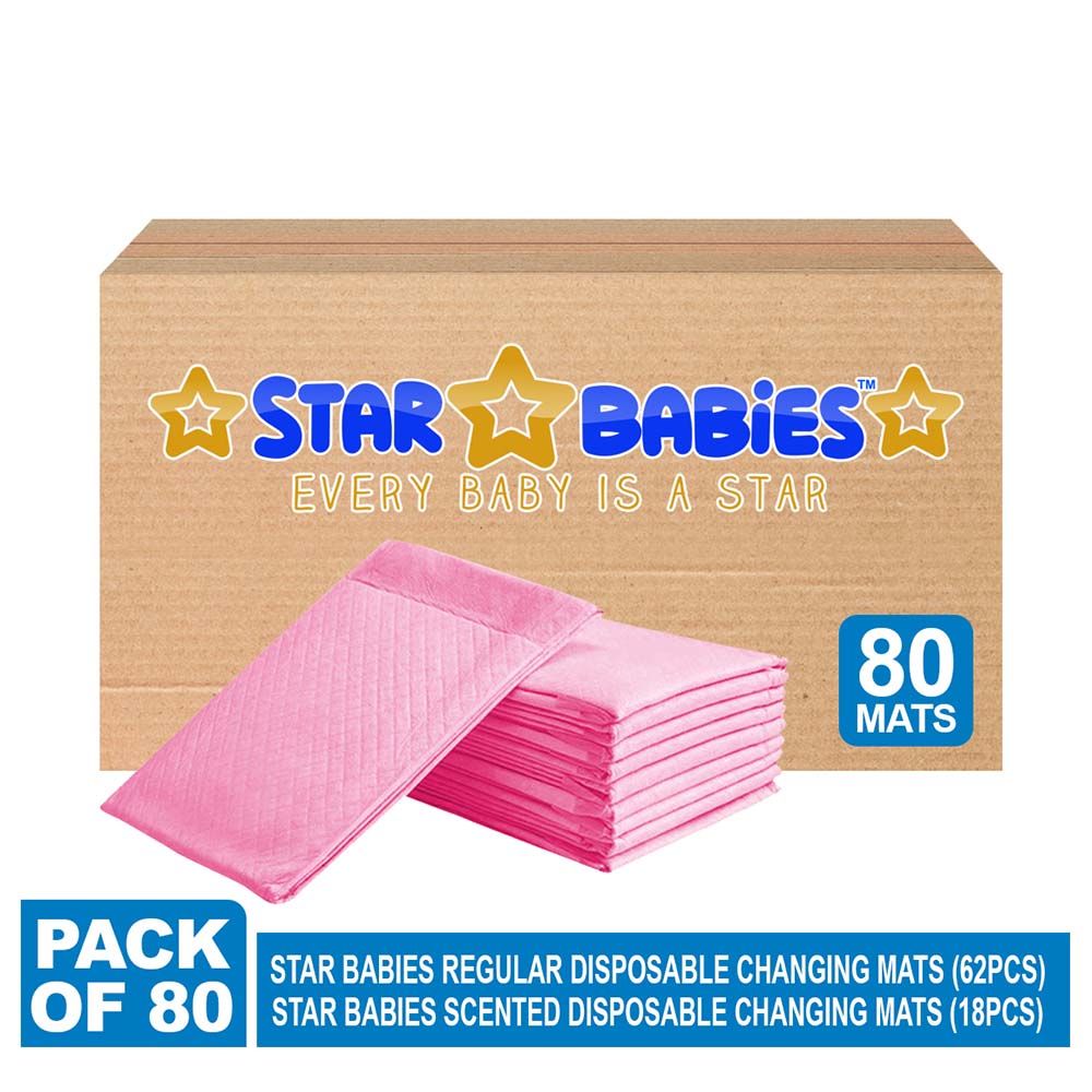 Star Babies - Disposable Changing Mats Pack of 80 - Pink