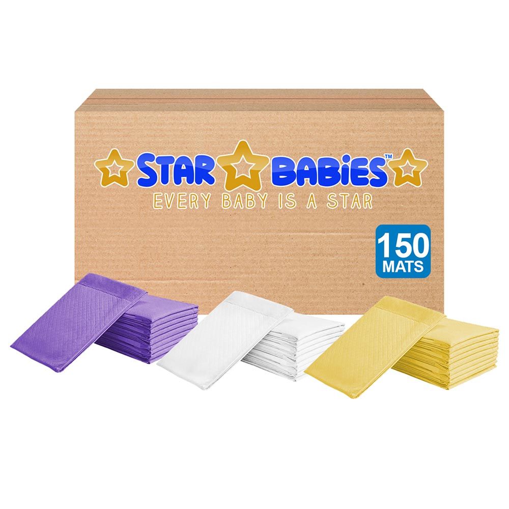 Star Babies - Disposable Changing mats (45x60cm) Large, Assorted Pack of 150