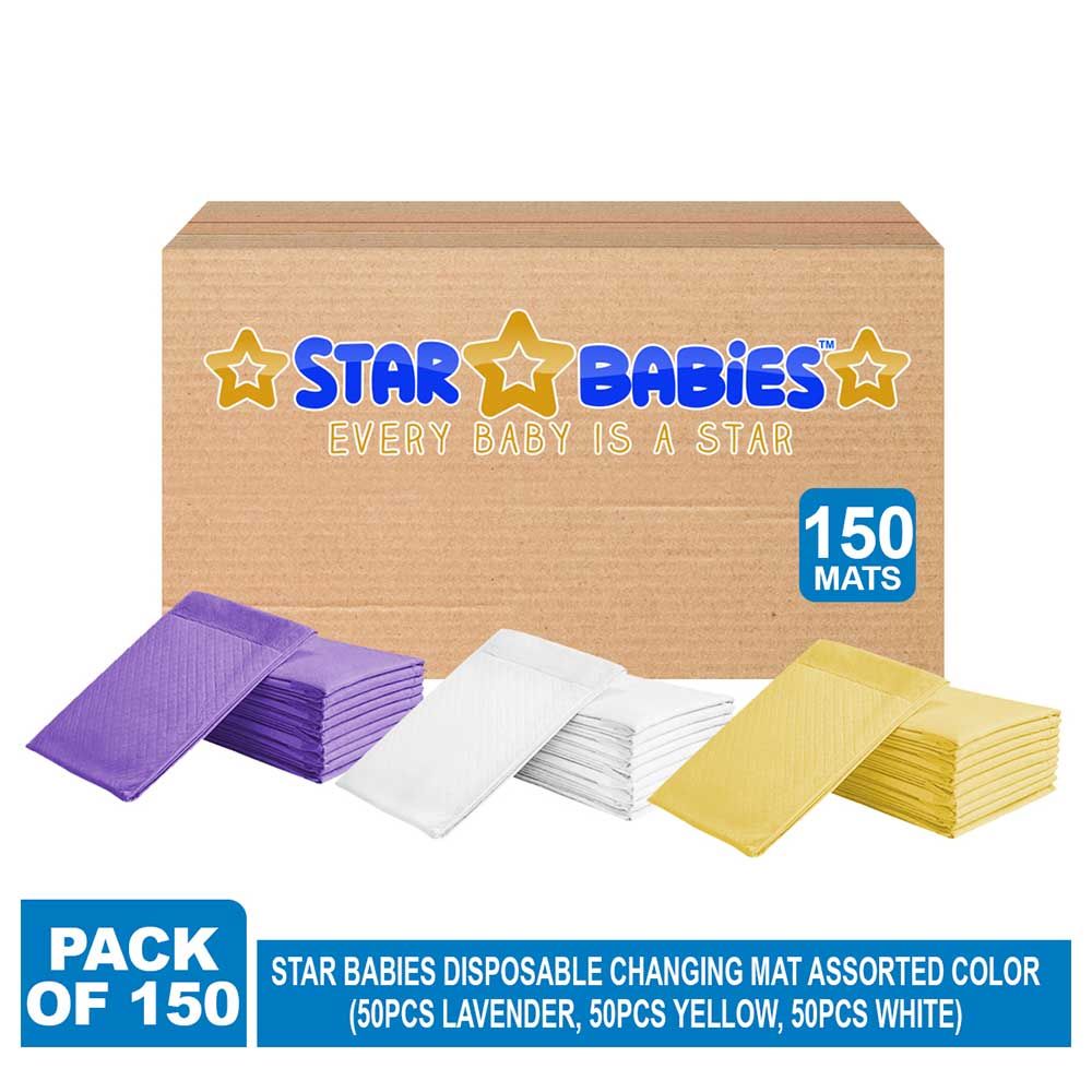 Star Babies - Disposable Changing mats (45x60cm) Large, Assorted Pack of 150