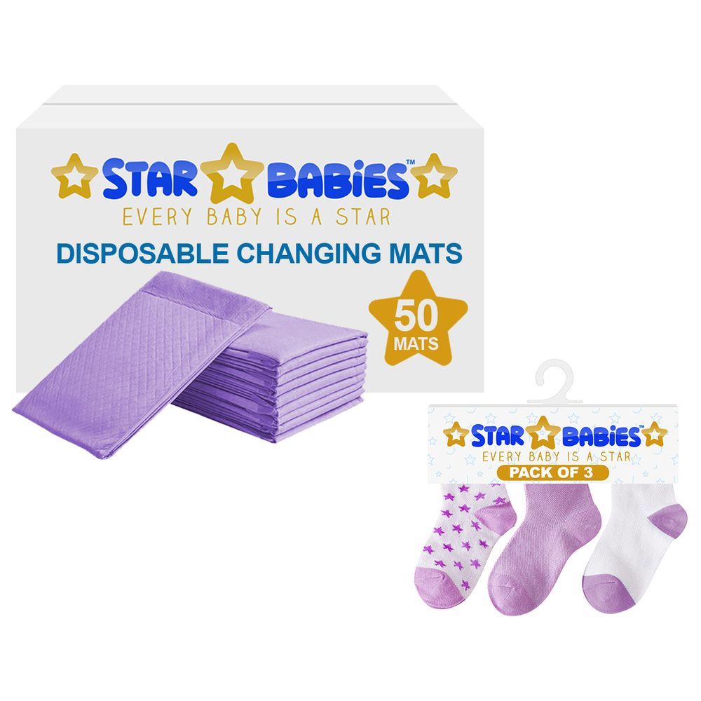 Star Babies - Disposable Changing Mats 50pcs & 3pair Socks