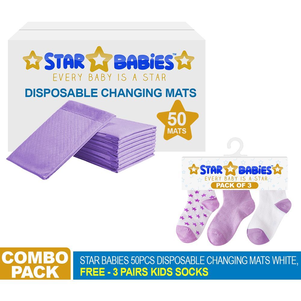 Star Babies - Disposable Changing Mats 50pcs & 3pair Socks