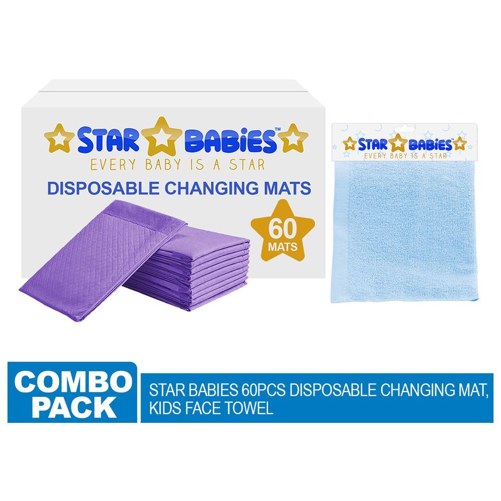 Star Babies - Disposable Changing Mats 60pcs + Kids Towel