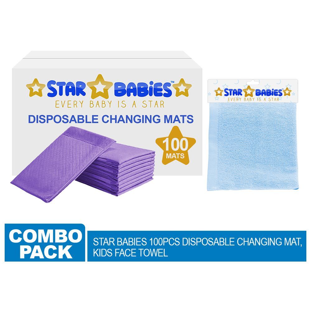 Star Babies - Disposable Changing Mats 100pcs + Kids Towel